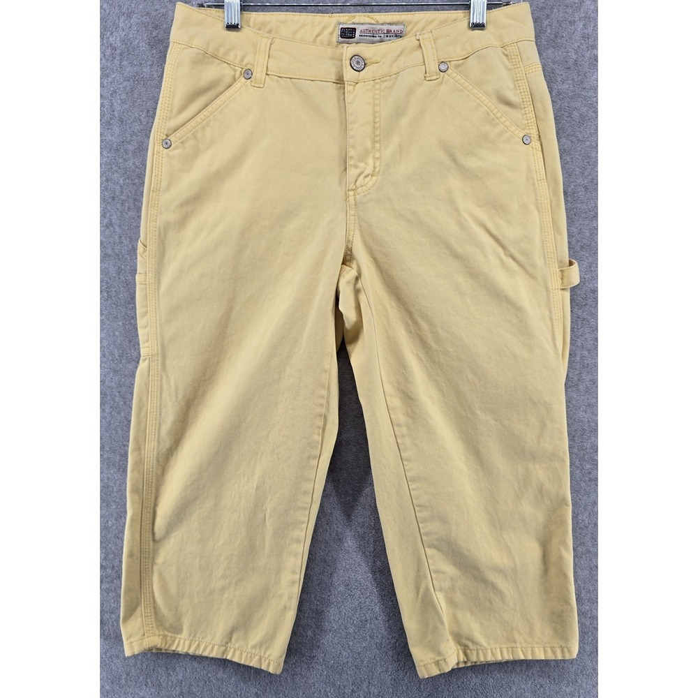 Vtg Y2K Faded Glory Women's Sz 6 Cropped Capri Pants Yellow Carpenter Utility